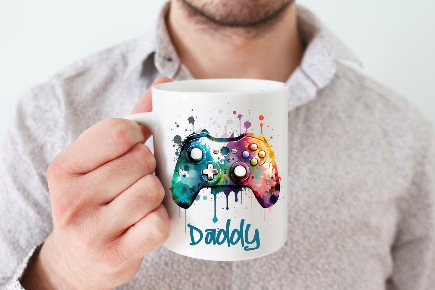 Personalised Gamer Controller Colour Splat White Mug image 0