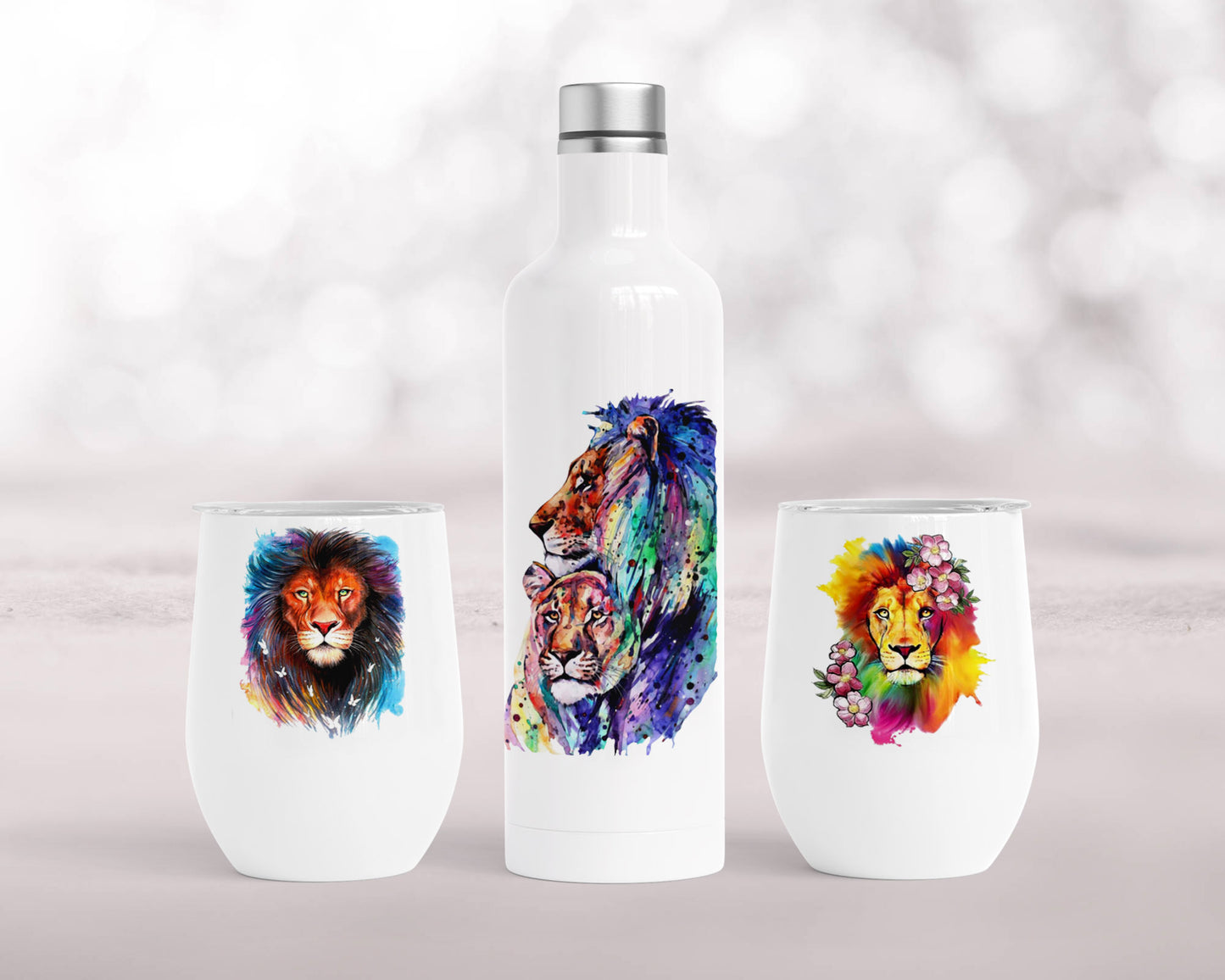 Lion & Lioness wine tumbler gift set image 0