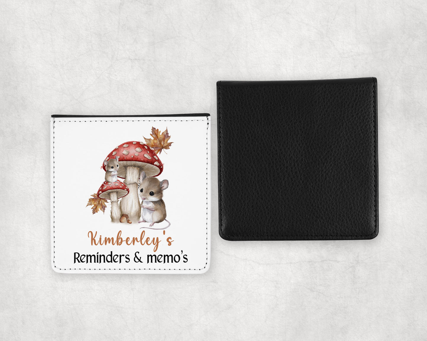 Woodland mice and mushrooms personalised small sticky notes image 0