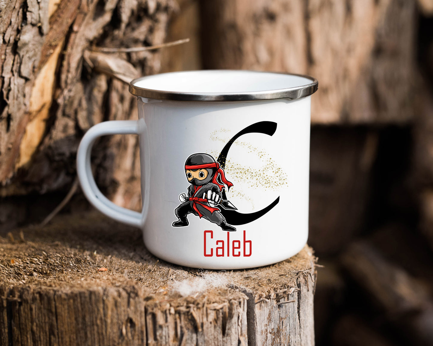 Ninja Enamel Mug Personalised image 0
