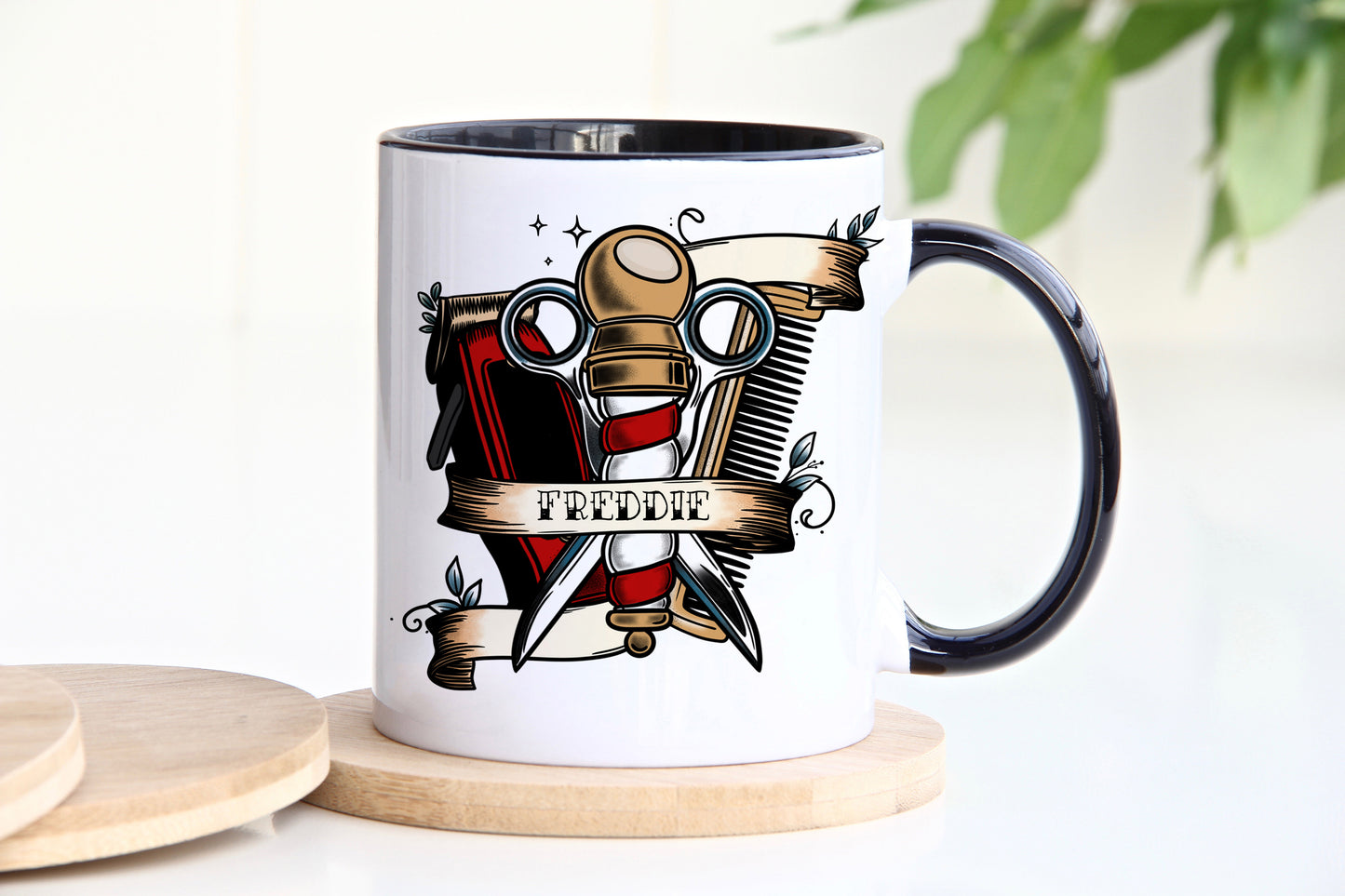 Personalised Barber Mug Black Handle image 0