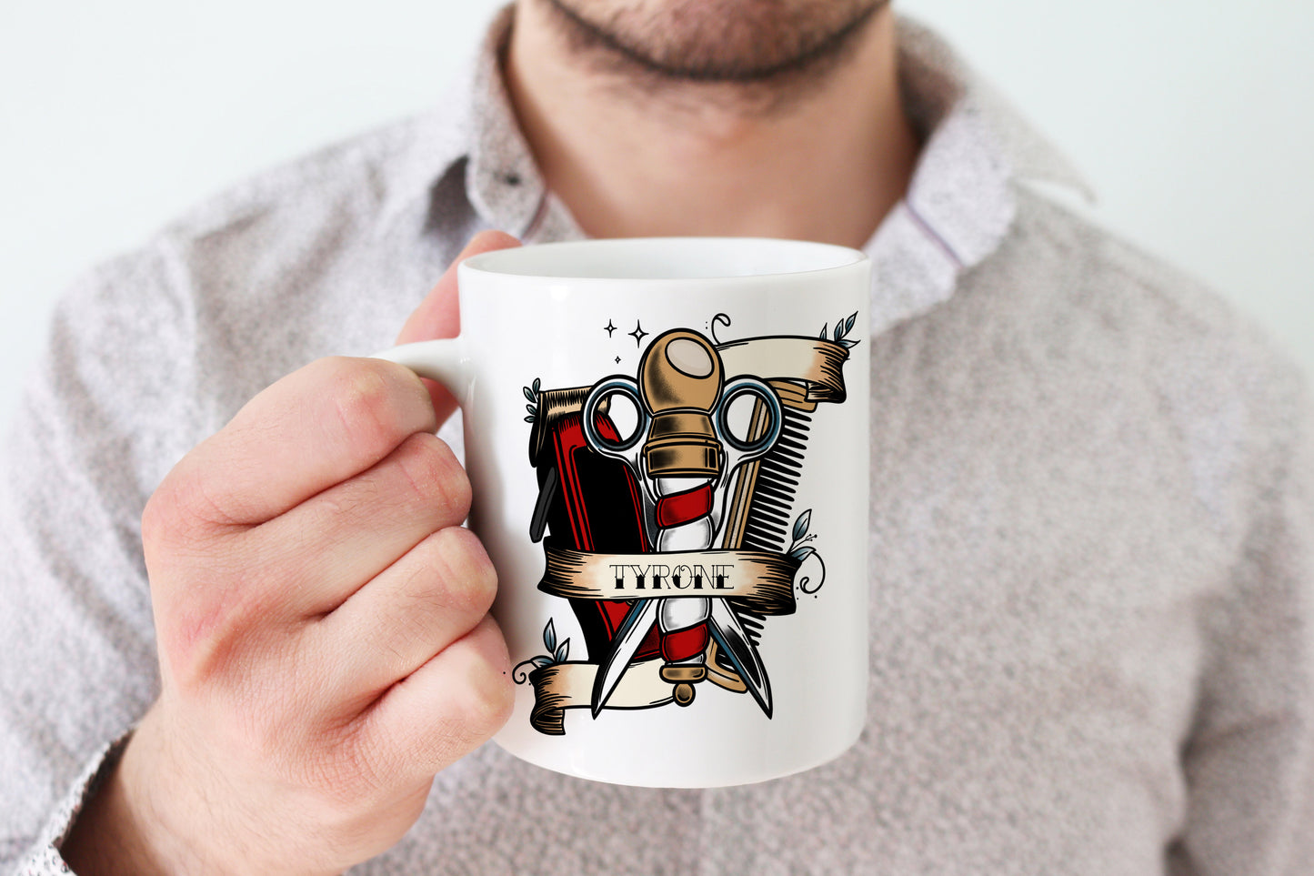 Personalised White Barber Mug image 0