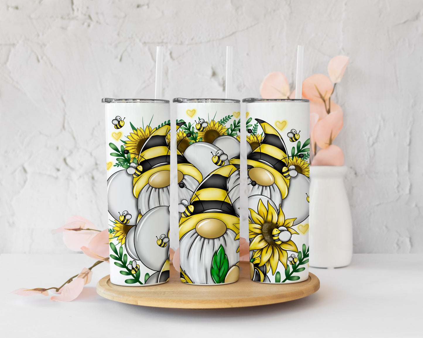 Sunflower Bee Gonk Skinny Tumbler image 0