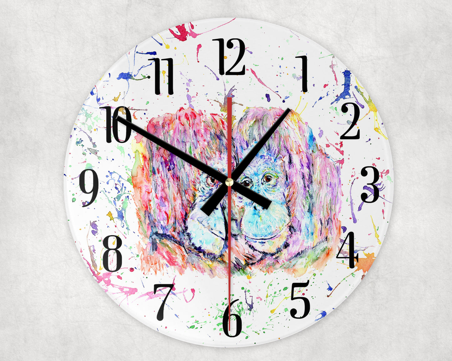 Orangutan Splatter effect wall clock image 0