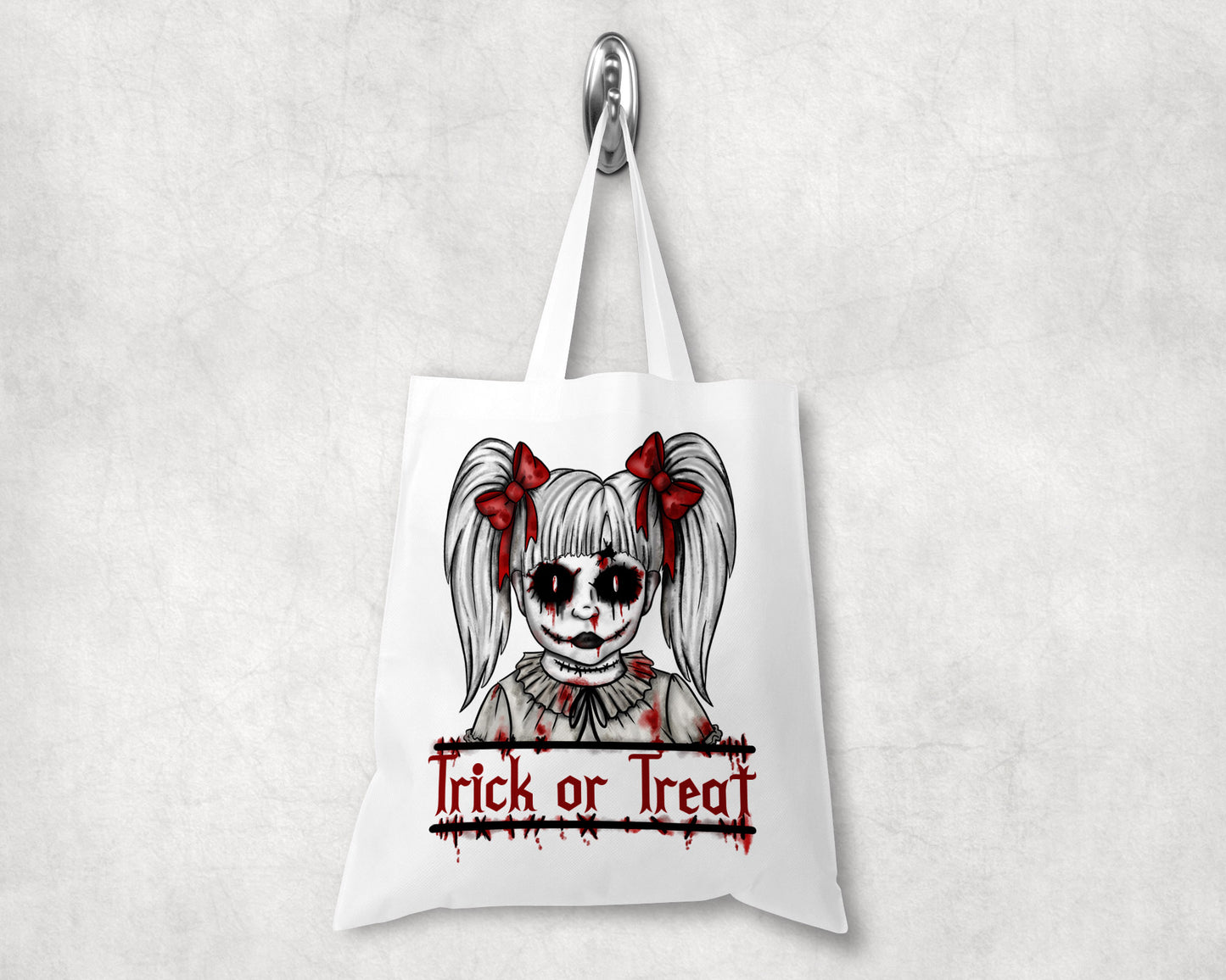 Horror Doll trick or treat tote bag image 0