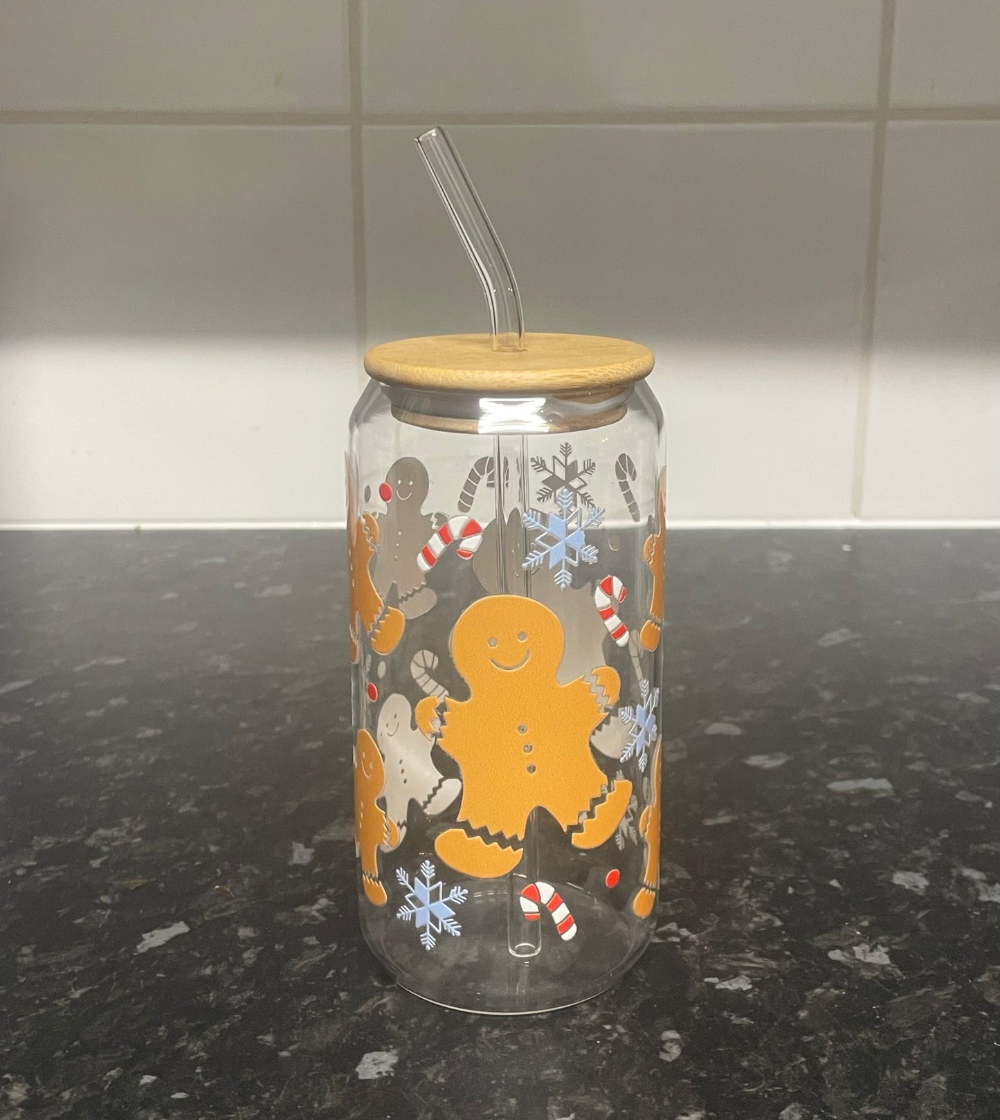 Gingerbread man Glass Libbey Can