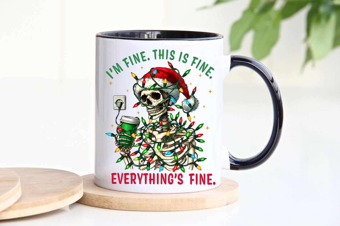 I'm fine everything is fine novelty christmas mug image 0