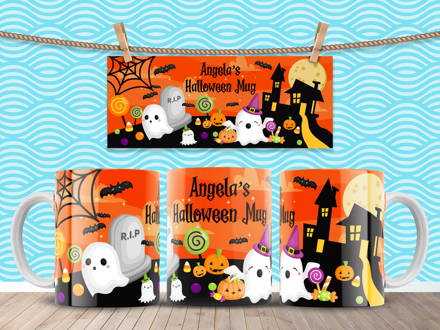 Personalised Haunted House Halloween Mug image 0