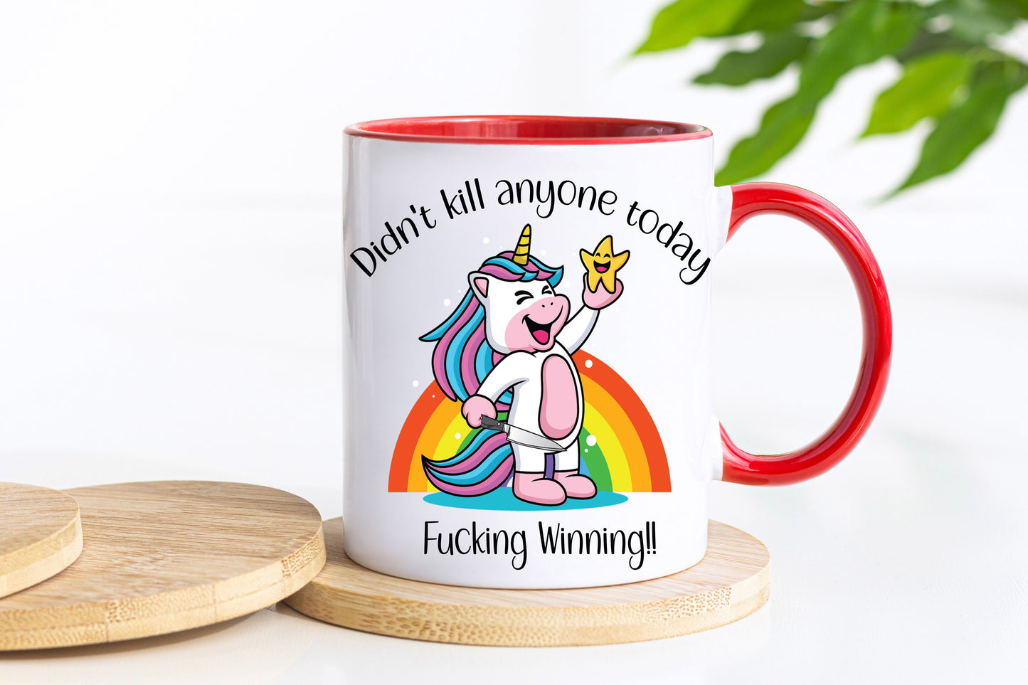 Rude unicorn novelty winning mug red image 0