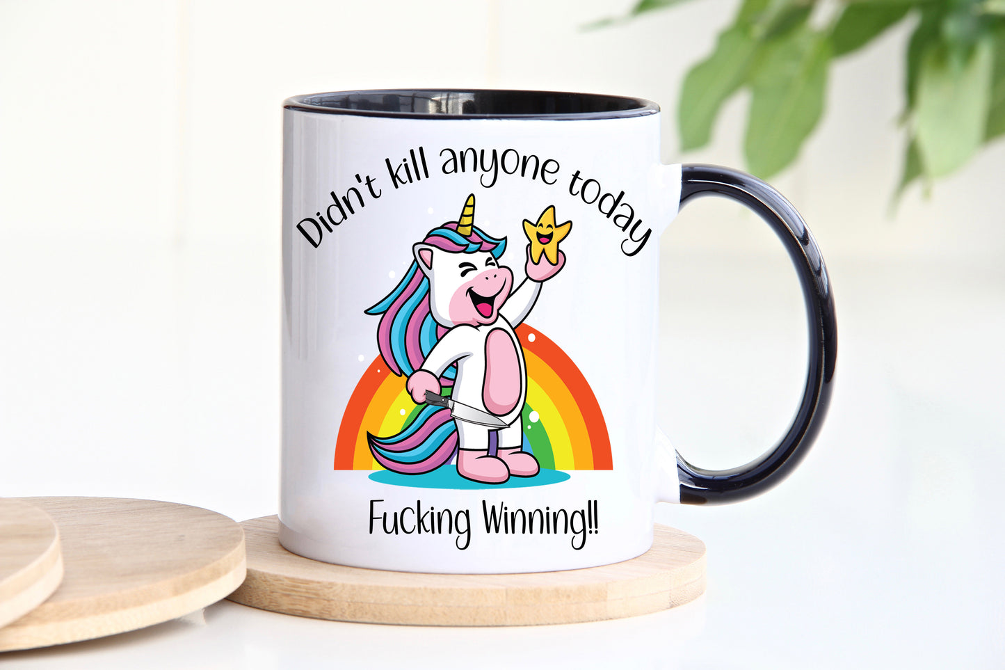 Rude unicorn novelty winning mug black image 0