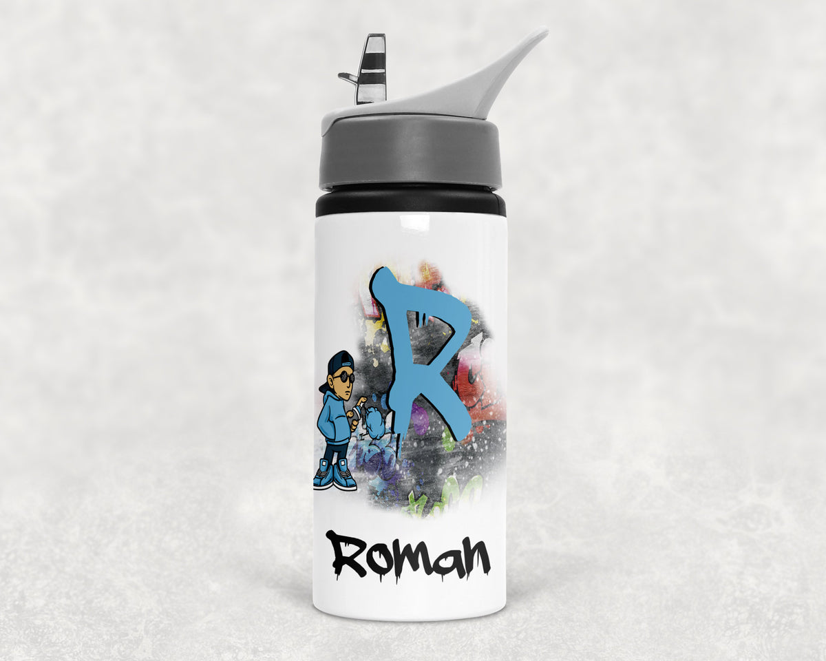 Graffiti style boy personalised water bottle