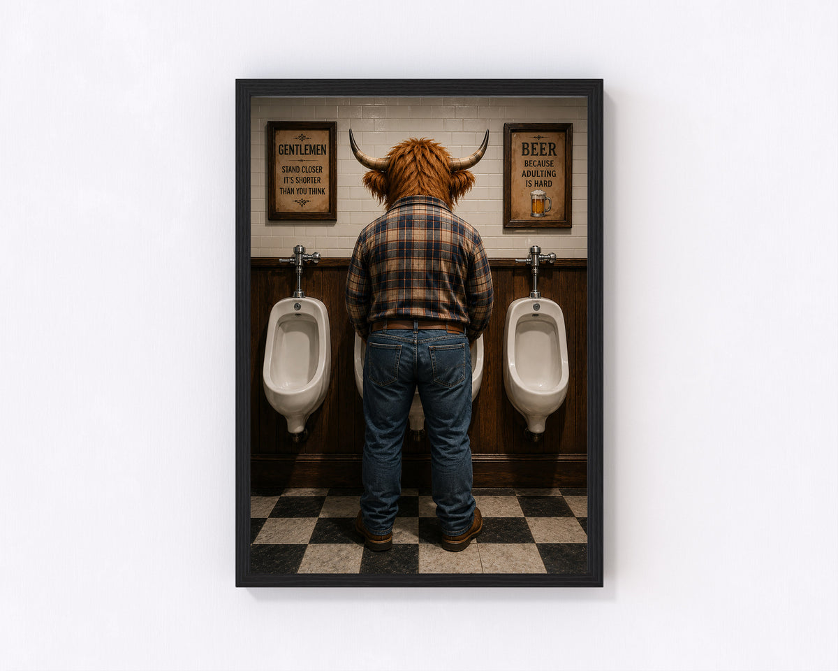 Highland Cow Urinal Wall Print