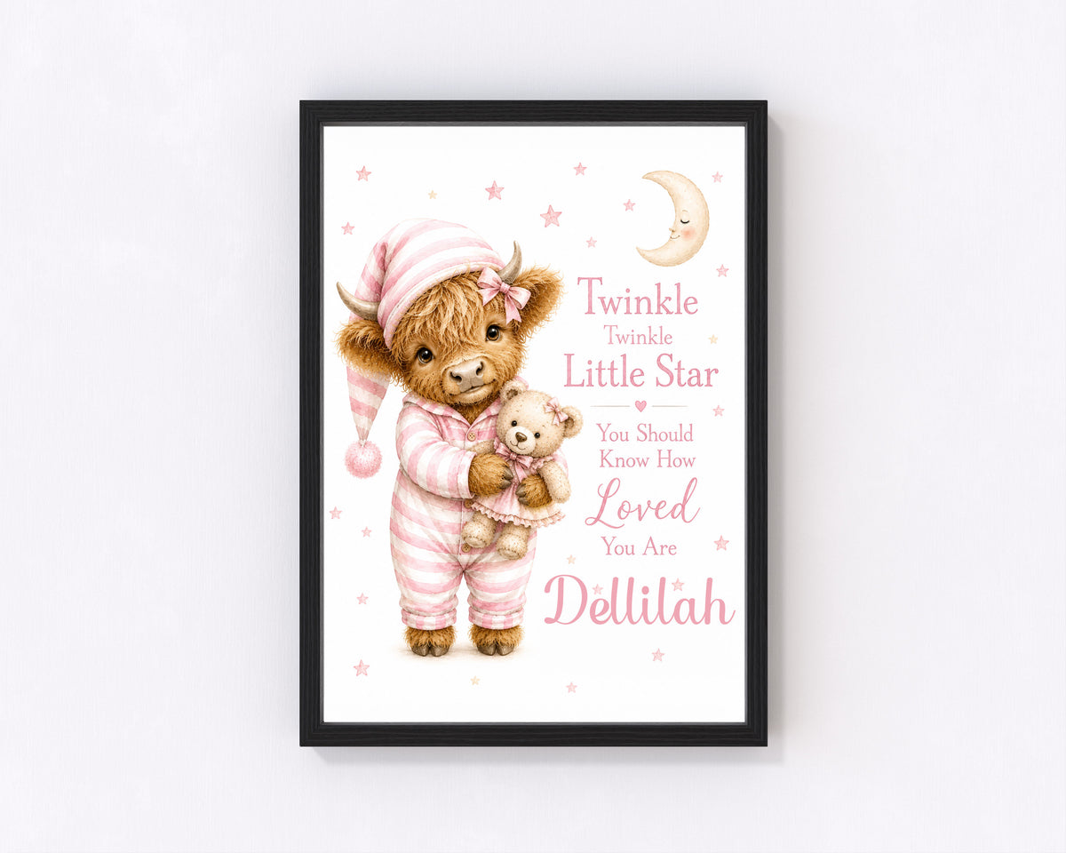 Twinkle Twinkle Little Star personalised Pink nursery print
