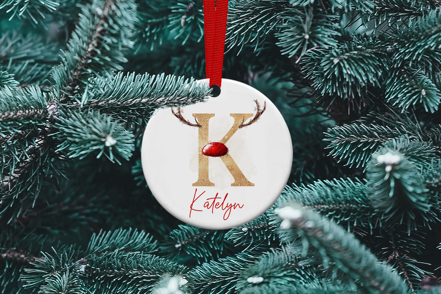 Personalised Initial and Name Ceramic Tree Decoration