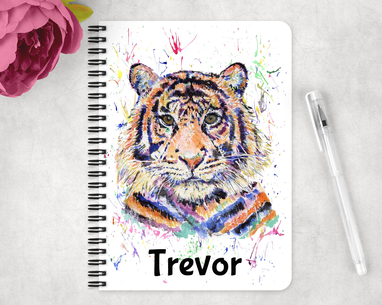 Personalised A5 Tiger Plastic Notebook