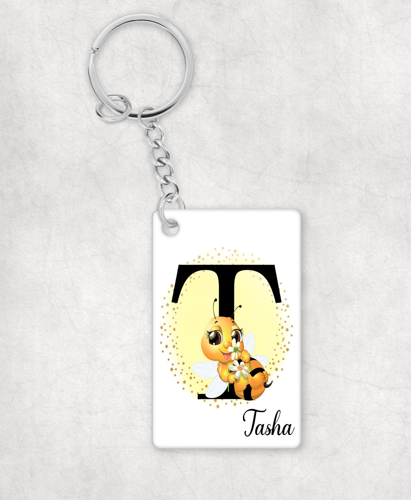 Cute bee Personalised Keyring image 0