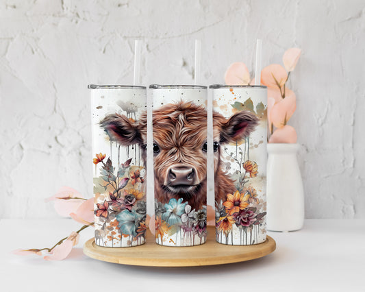 Baby Highland Cow 20oz Insulated Skinny Tumbler image 0
