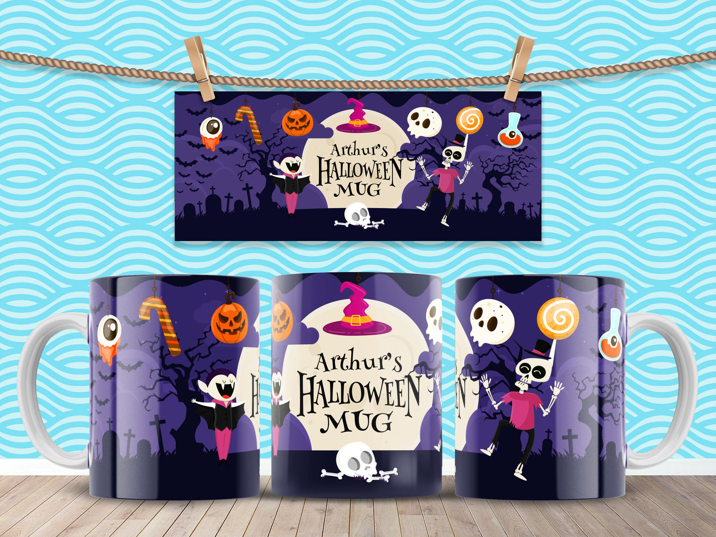 Personalised Skeleton Scene Mug image 0