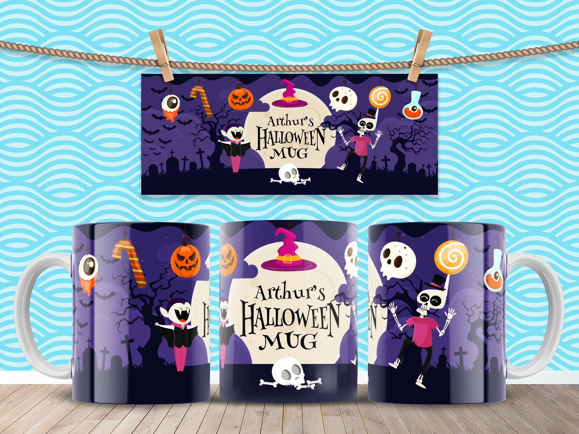 Personalised Skeleton Scene Mug image 0