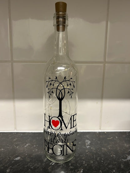 Home where your story begins led bottle image 0