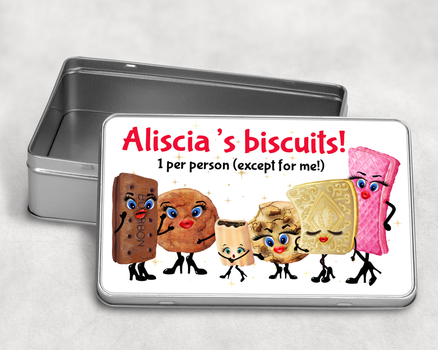 Personalised Novelty Cartoon biscuit tin image 0