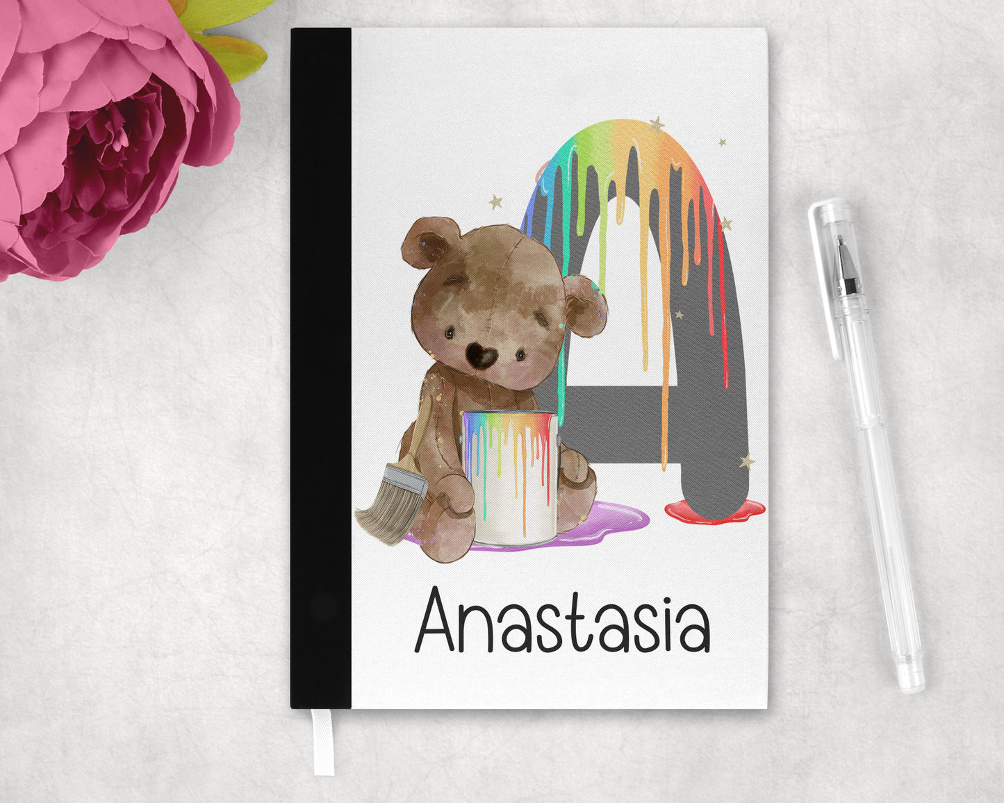 Creative Bear Fabric A5 notebook personalised image 0
