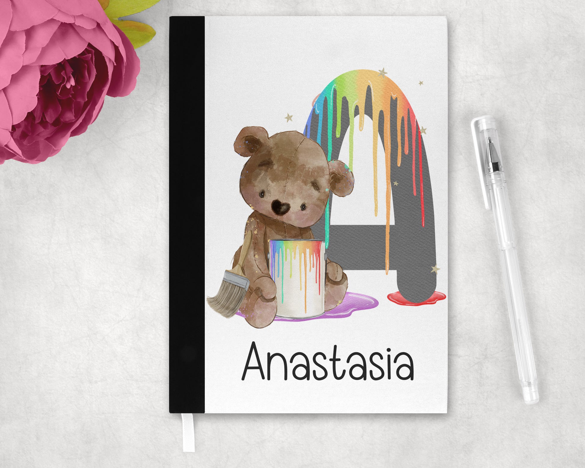 Creative Bear Fabric A5 notebook personalised image 0