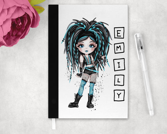 Punk Gothic Girl Fabric Notebook Personalised image 0
