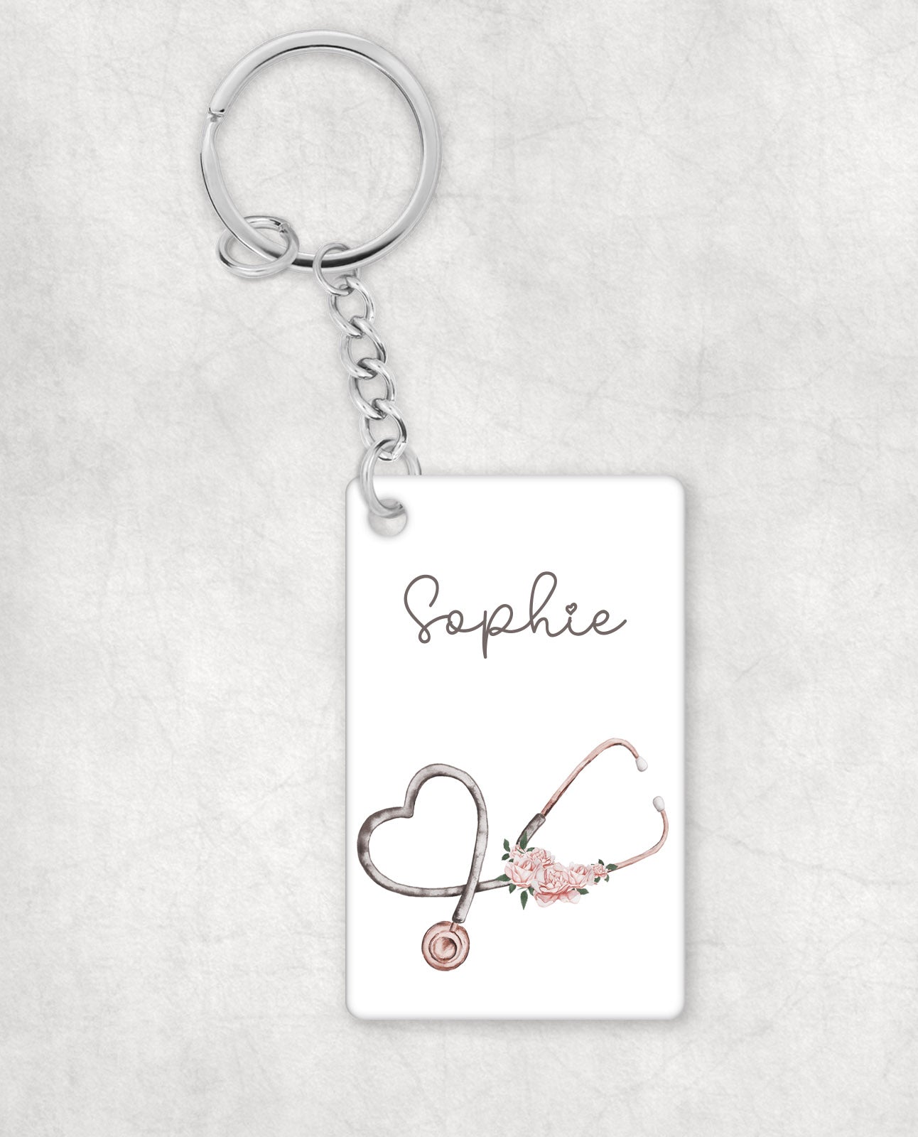 Nurse stethoscope personalised keyring image 0