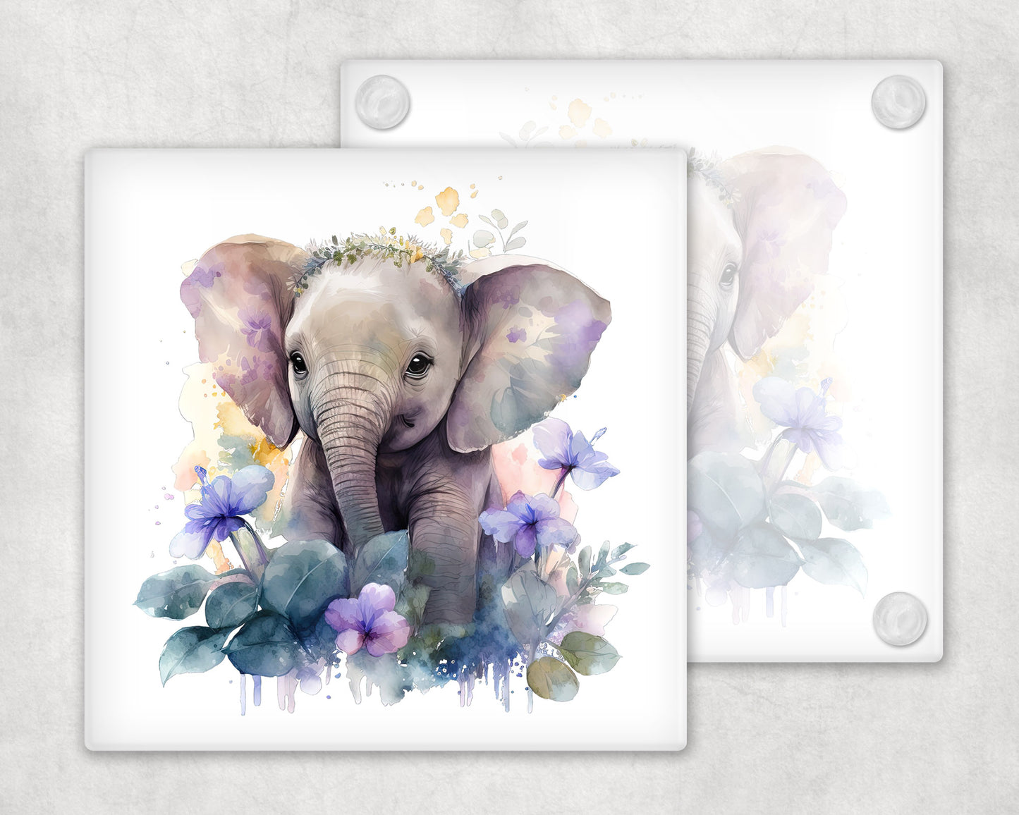 Elephant glass coaster personalisation optional image 1