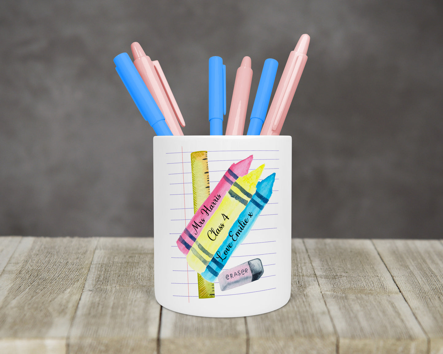 Personalised Teacher Stationery Pot crayon design image 2