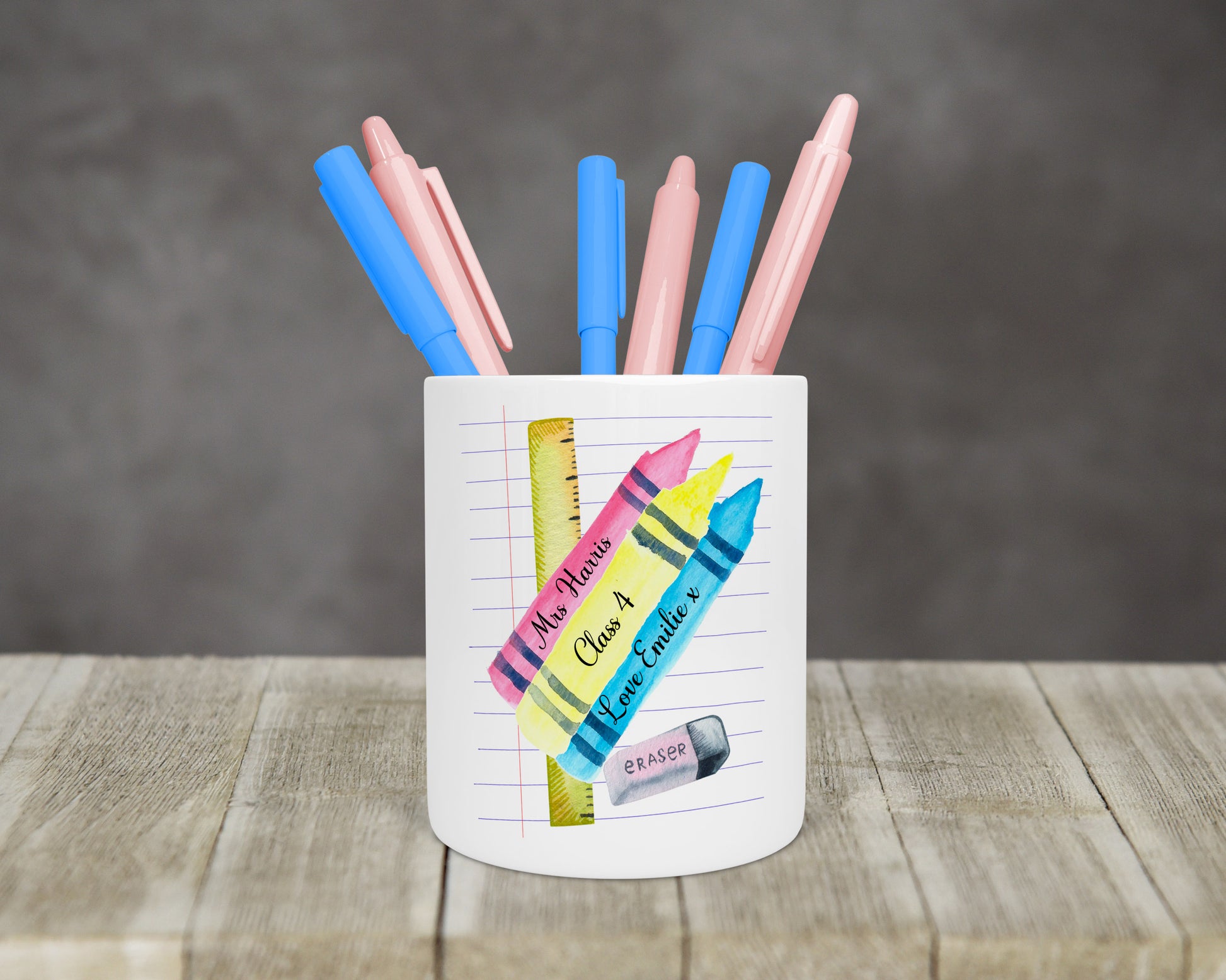 Personalised Teacher Stationery Pot crayon design image 2
