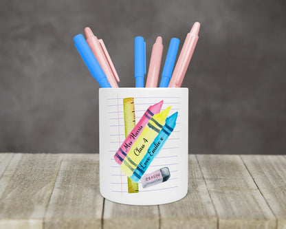 Personalised Teacher Stationery Pot crayon design image 2