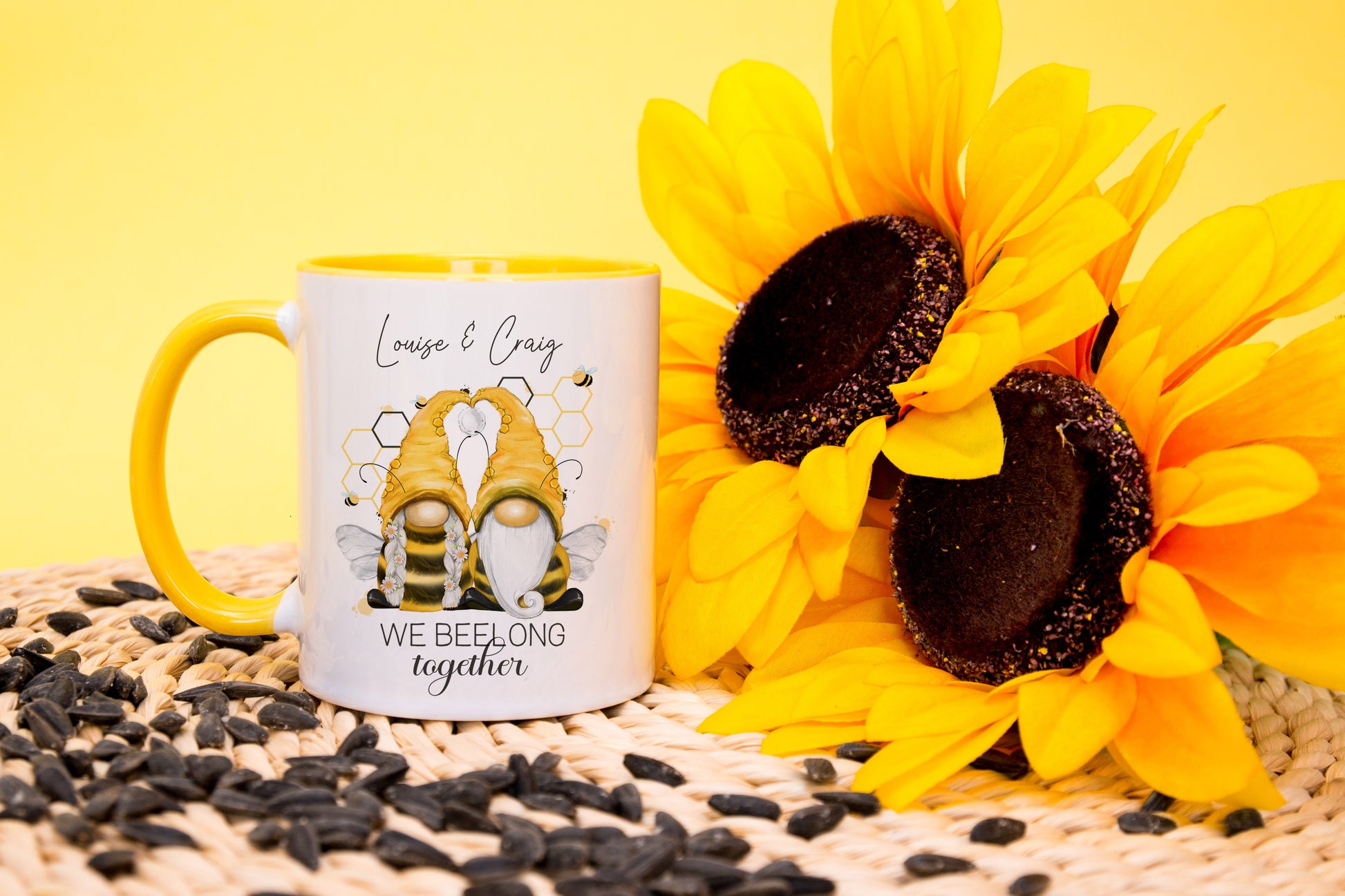 We beelong together personalised yellow mug image 0
