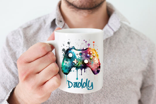 Personalised Gamer Controller Colour Splat White Mug image 0