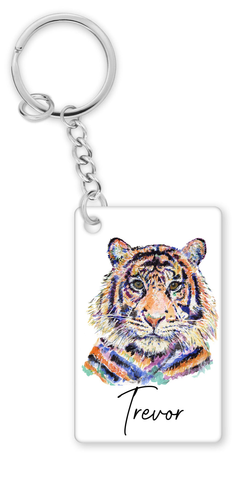 Personalised Tiger Rectangle Keyring image 0