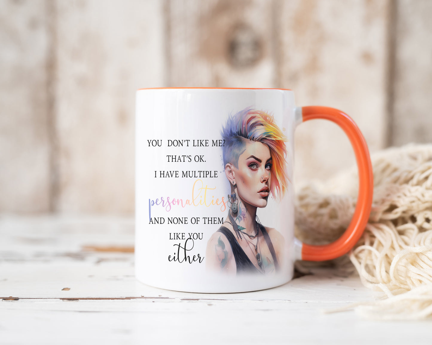 You don't like me novelty mug orange handle image 0