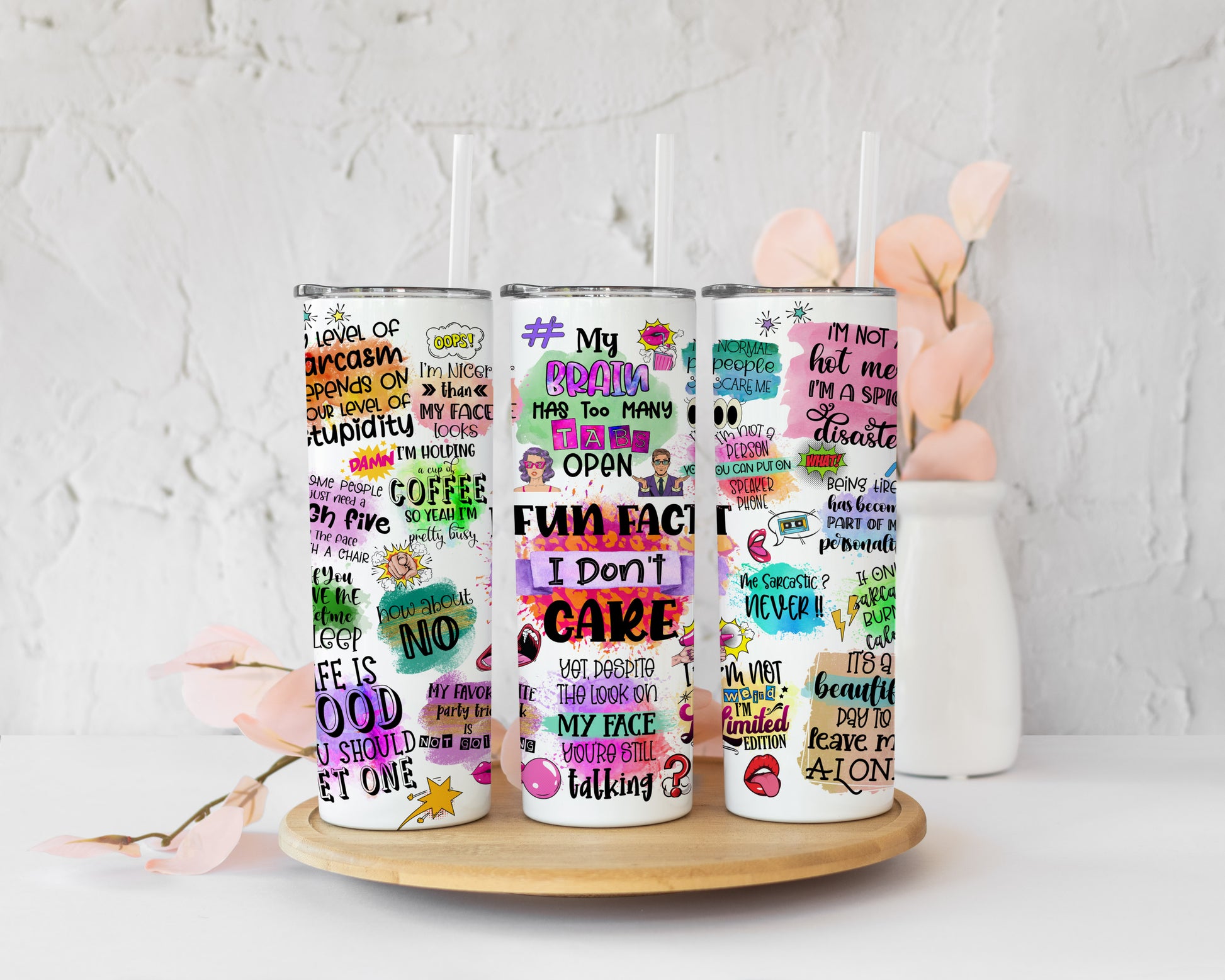 I don't care sarcastic skinny tumbler image 0