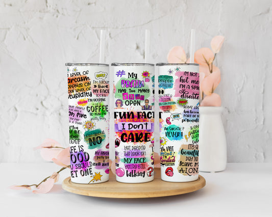 I don't care sarcastic skinny tumbler image 0