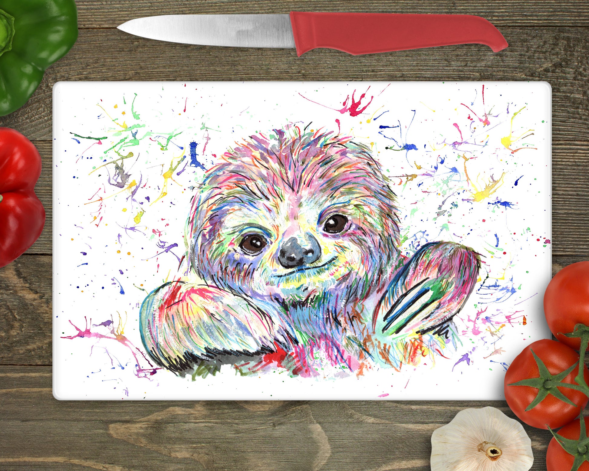 Sloth Colour Splash Chopping board/ work top saver image 0