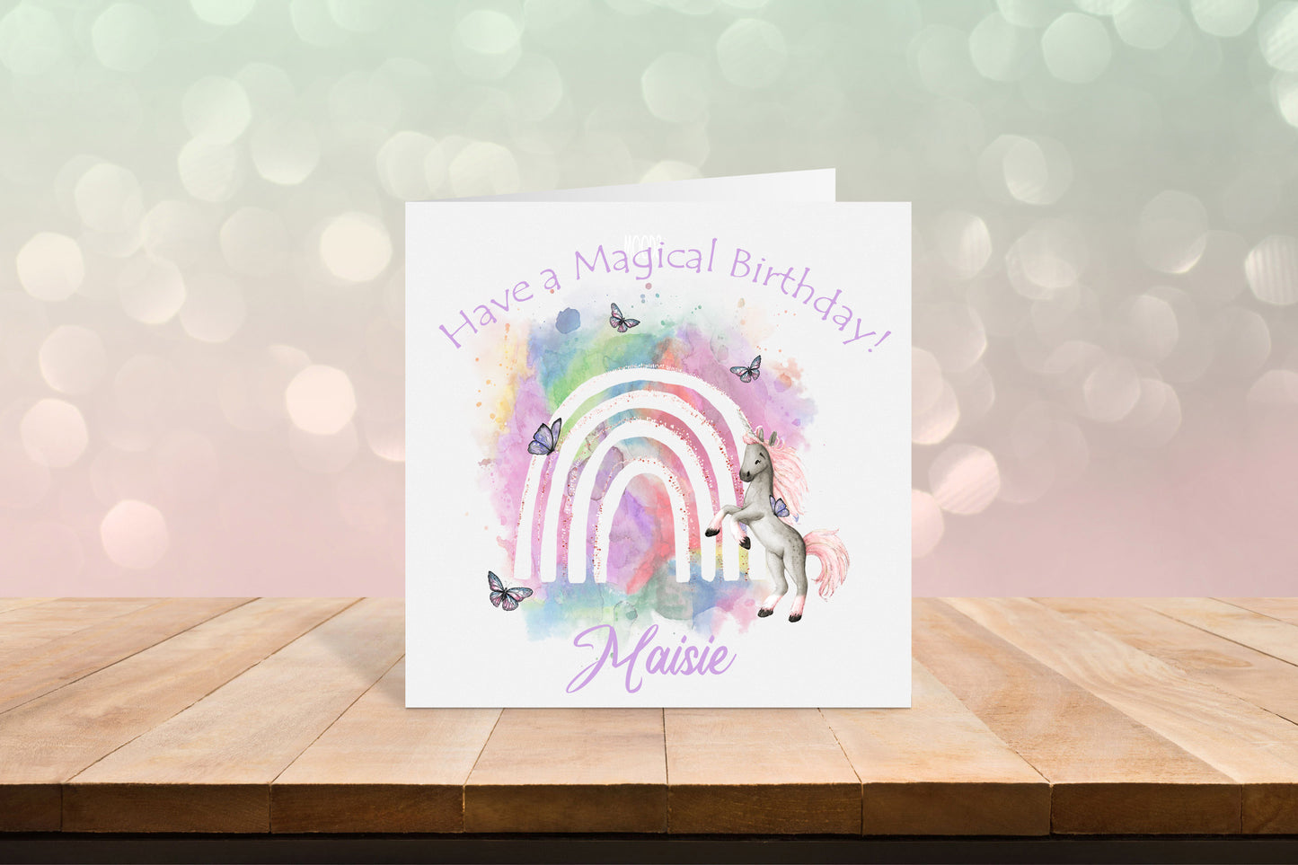Have a magical birthday! Unicorn personalised birthday card image 0