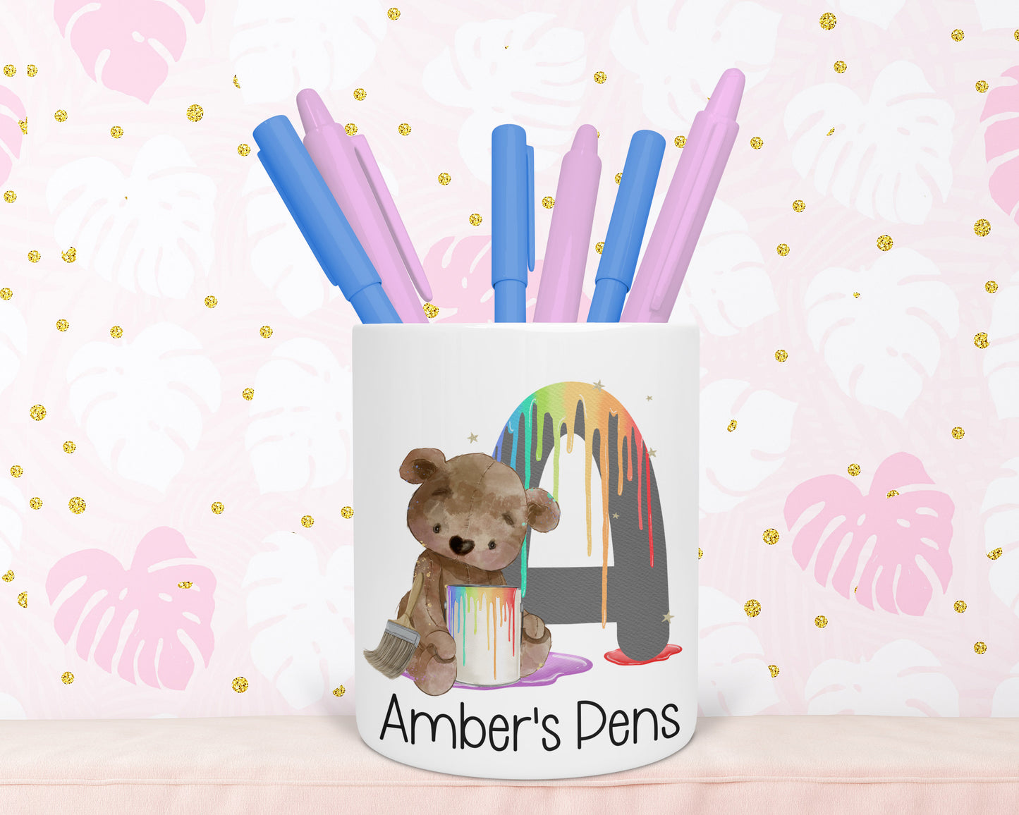 Creative bear personalised ceramic pen pot image 0