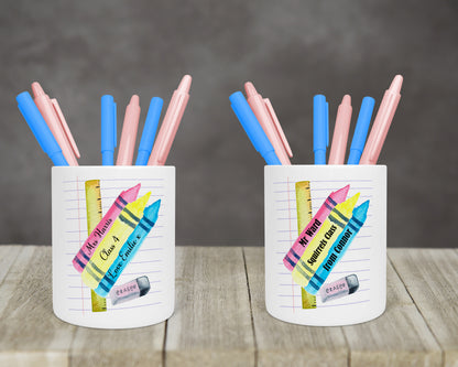 Personalised Teacher Stationery Pot crayon design image 0