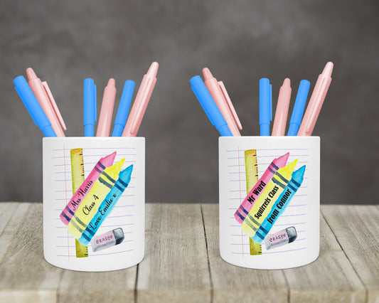 Personalised Teacher Stationery Pot crayon design image 0
