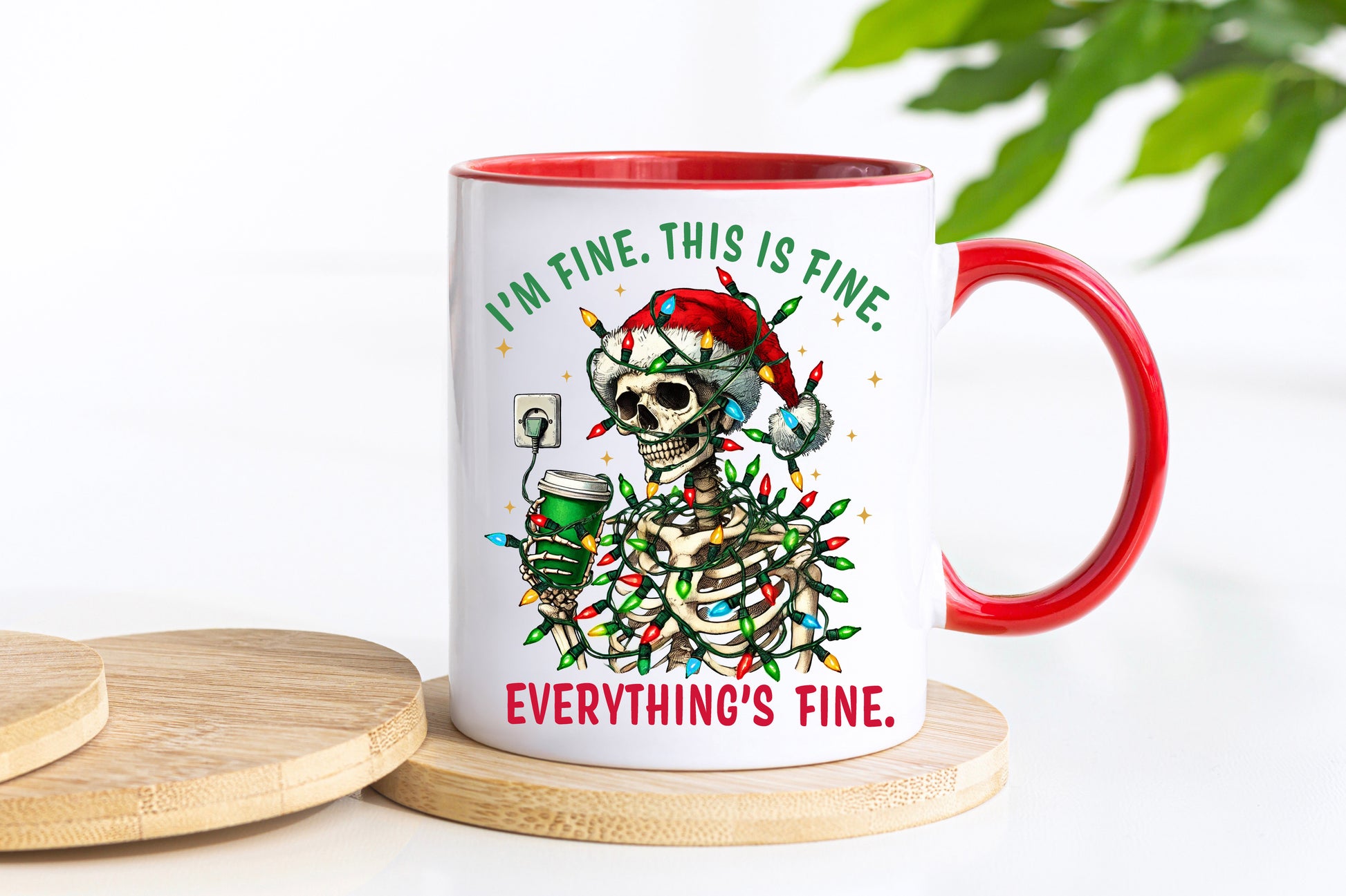 I'm fine this is fine everything's fine novelty christmas mug image 0