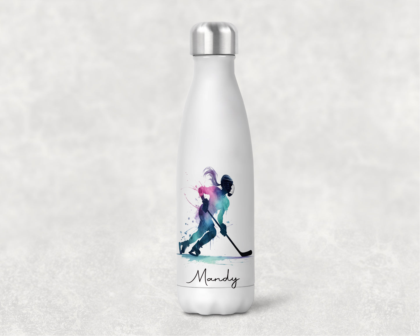 Female Ice Hockey Personalised Insulated Water bottle image 3