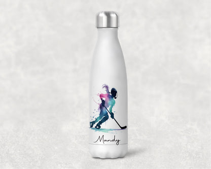 Female Ice Hockey Personalised Insulated Water bottle image 3