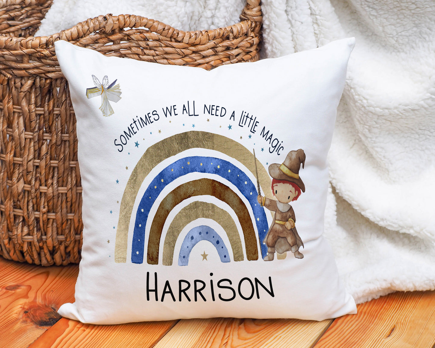Sometimes we all need a little magic personalised wizard cushion image 0