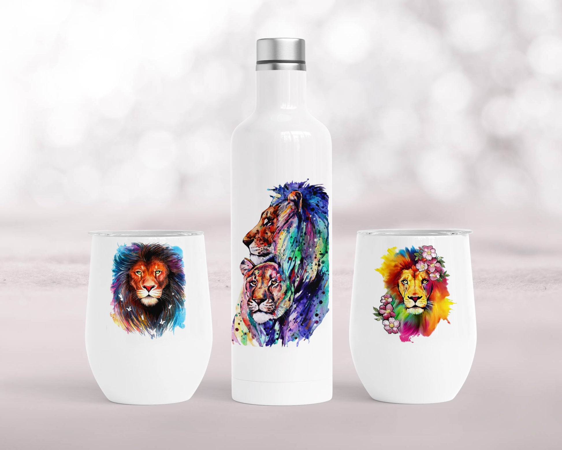 Lion & Lioness wine tumbler gift set image 0