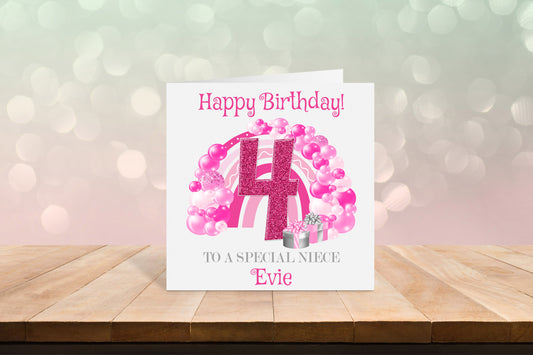 Personalised Pink Balloon Birthday card image 0